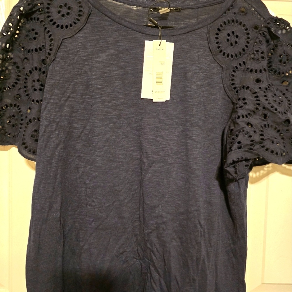 Tahari Navy Blue Tops XL